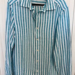 Vineyard Vines Teal and White Striped Shirt